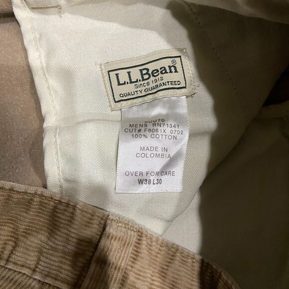 L.L. Bean Casual Straight Leg Corduroy Tan Brown Pants Cotton Men's Size 36 x 30 - Picture 5 of 8